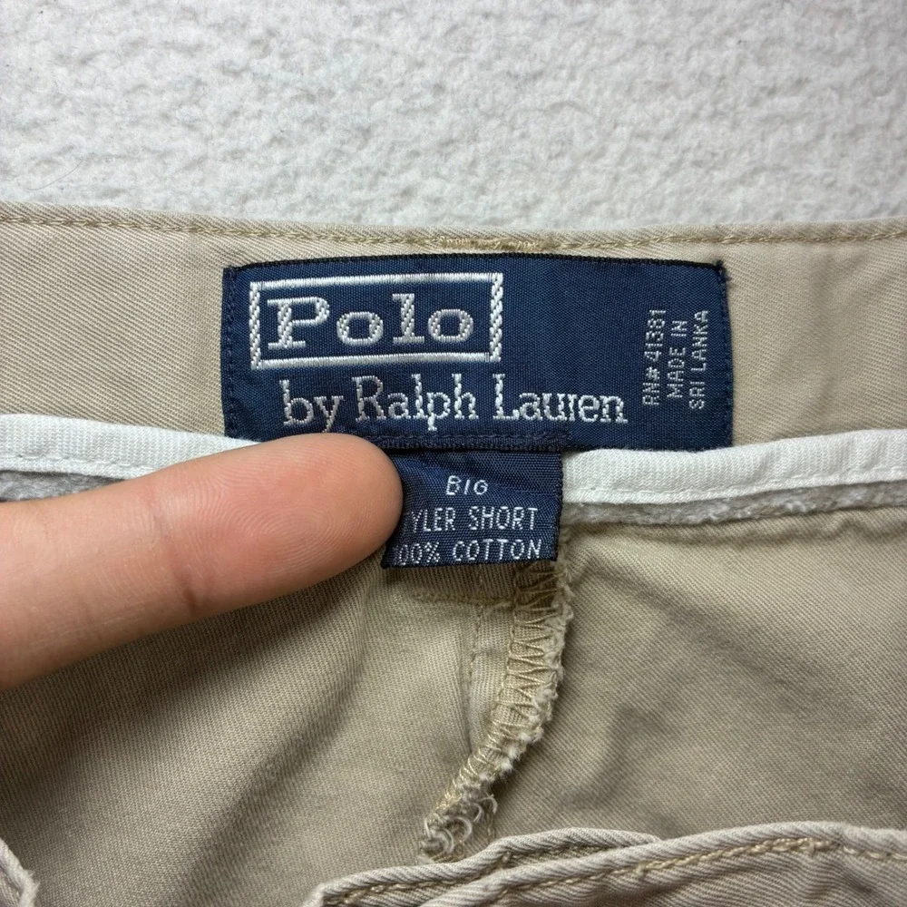 Polo Ralph Lauren Big Tyler Chino Shorts Men 48Bx8 Khaki Cotton Pleated Preppy